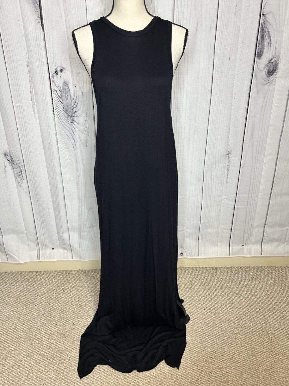 PPLA Womens Black Plunging Open Back Knit Tank Dress Sleeveless Size M